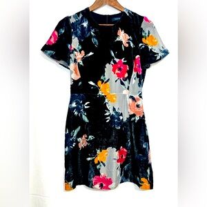 French Connection Multicolor Floral Devore Burnout Velvet Mini Dress Size 4